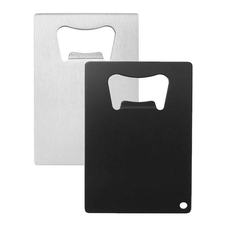 Yerwal Wallet Bottle Opener, Cool & Funny Card Size Party Wedding Favors Beer Bottle Opener for Guest,Stainless Steel (2pcs-Black and Silver) - Image 1